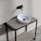 Console Sink Vanity With Ceramic Vessel Sink and Grey Oak Shelf, 35